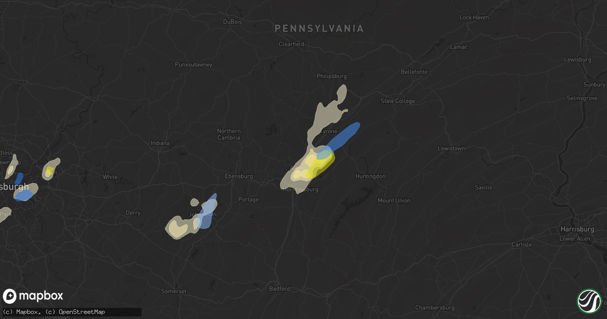 Hail map in Altoona, PA on July 7, 2021