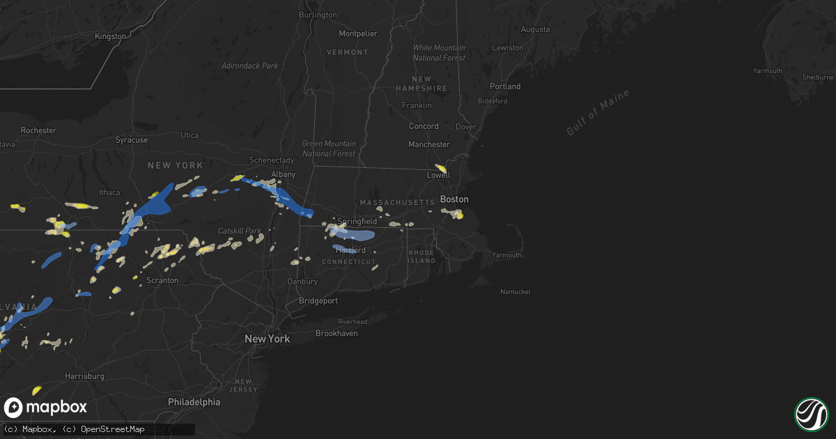 Hail map in Connecticut on July 7, 2021