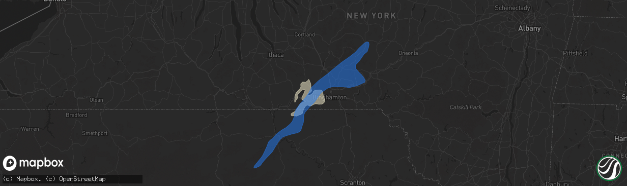 Hail map in Endicott, NY on July 7, 2021
