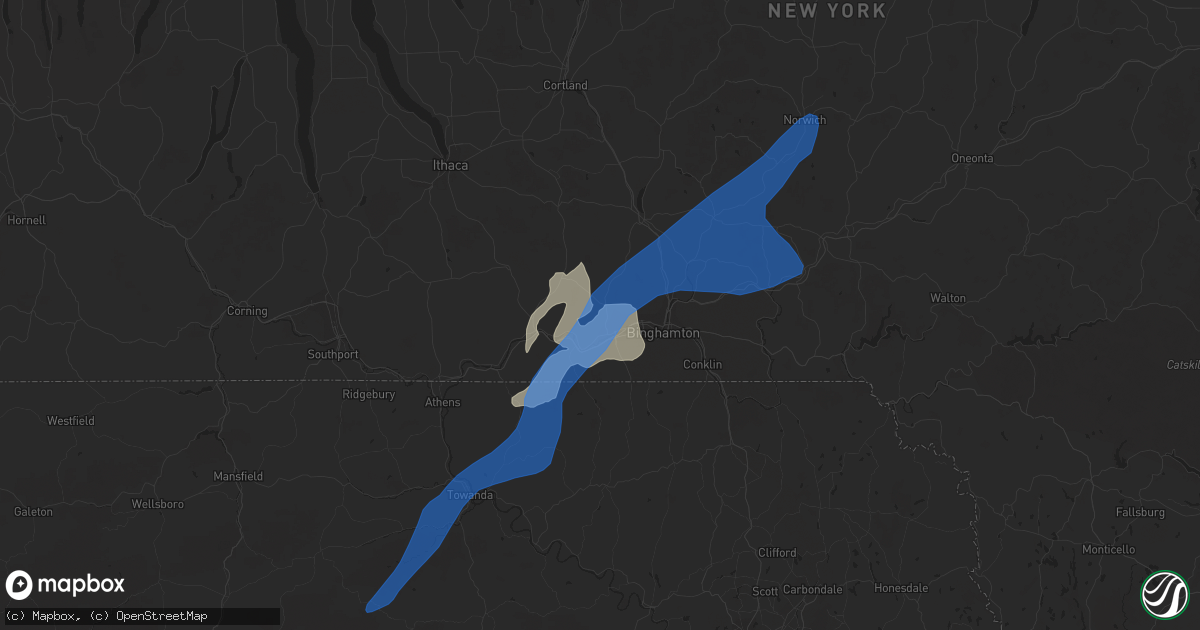 Hail map in Endicott, NY on July 7, 2021