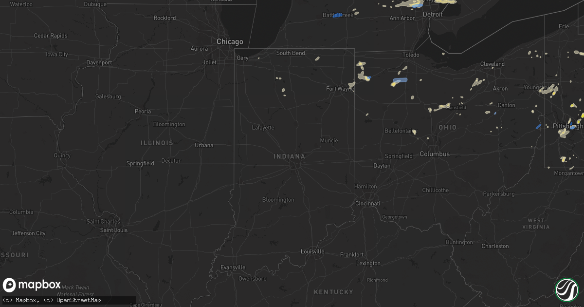 Hail map in Indiana on July 7, 2021
