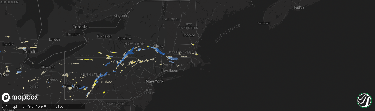 Hail map in Massachusetts on July 7, 2021