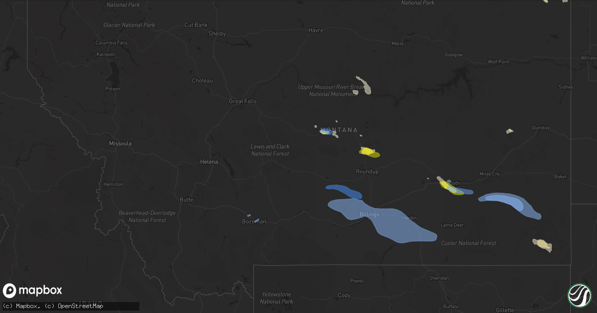 Hail map in Montana on July 7, 2021