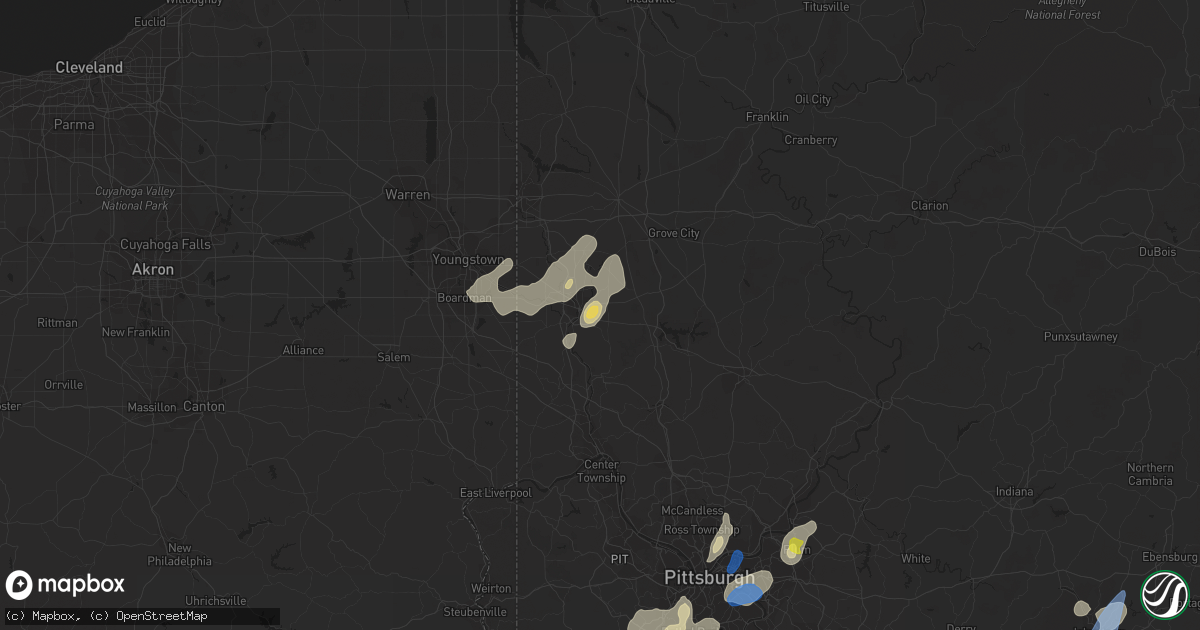 Hail map in New Castle, PA on July 7, 2021