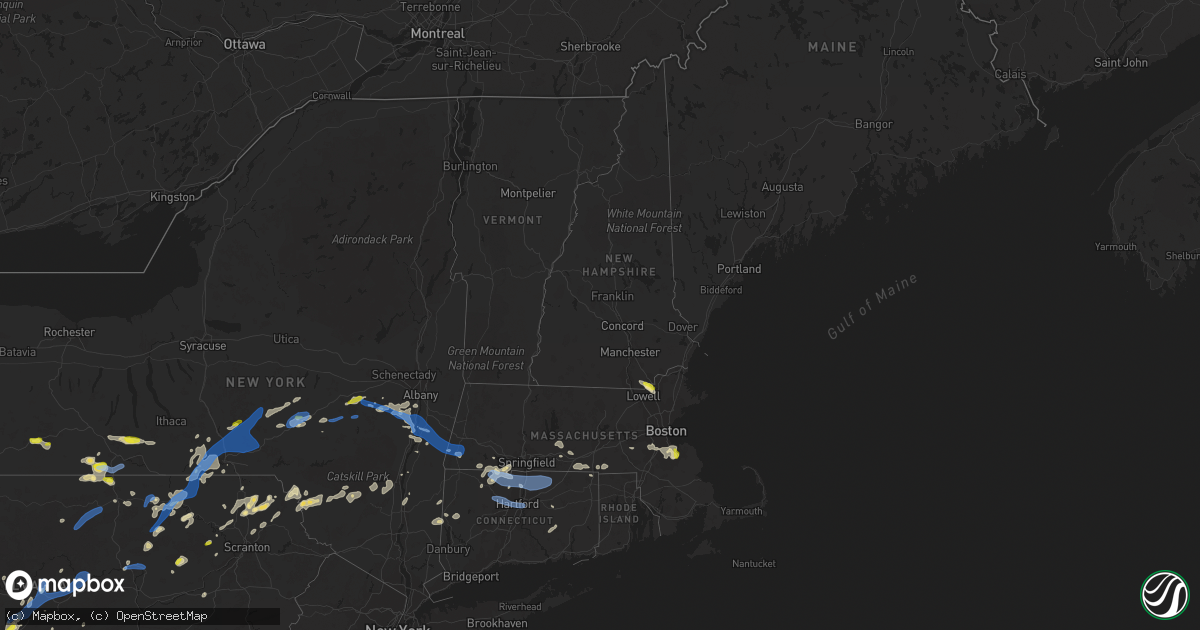 Hail map in New Hampshire on July 7, 2021