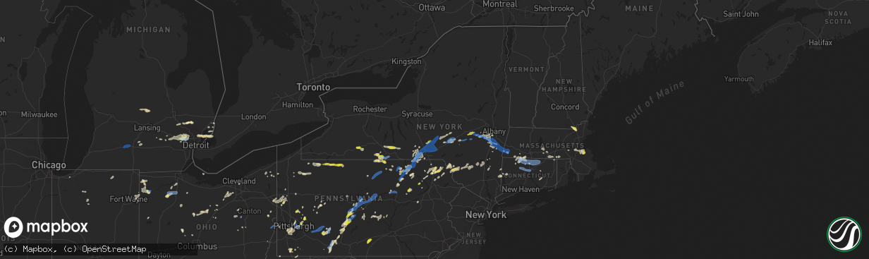 Hail map in New York on July 7, 2021