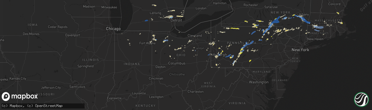 Hail map in Ohio on July 7, 2021