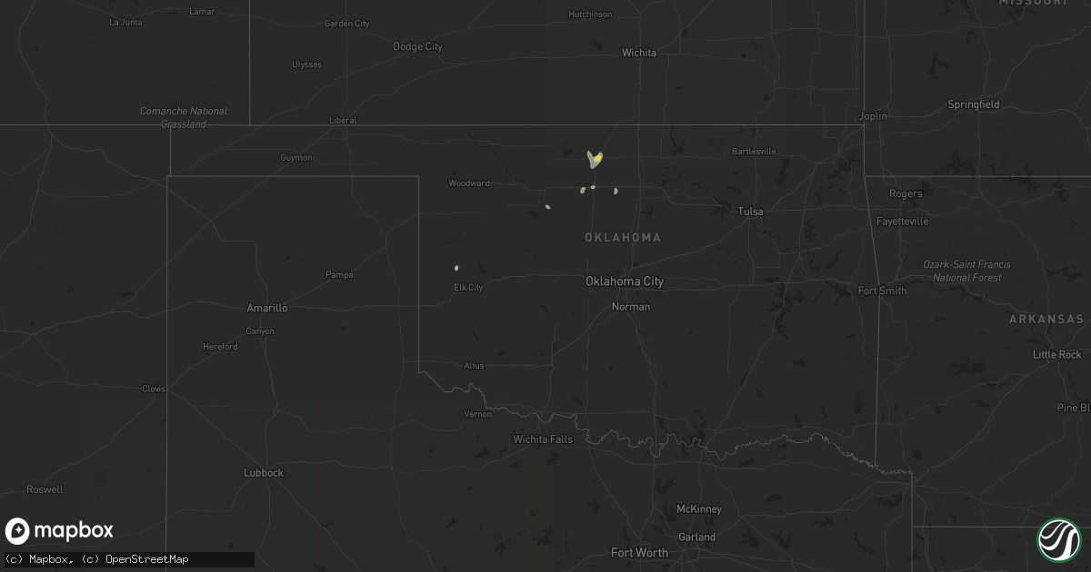 Hail map in Oklahoma on July 7, 2021