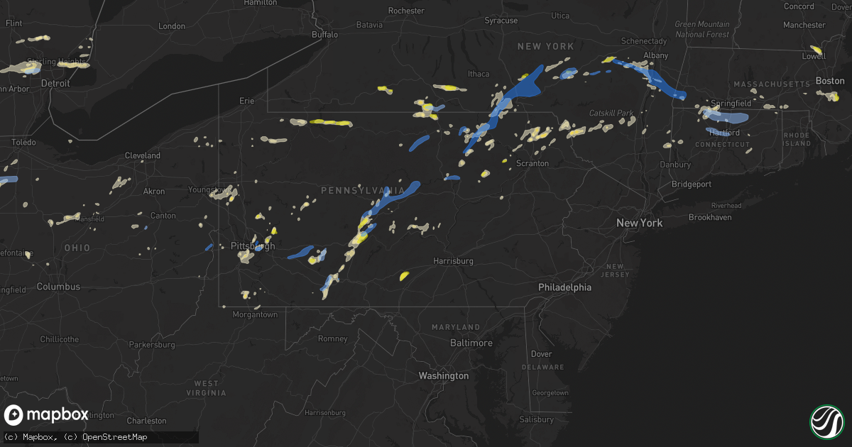 Hail map in Pennsylvania on July 7, 2021
