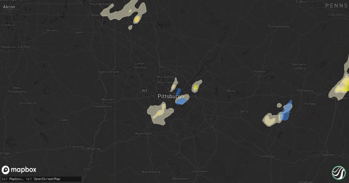 Hail map in Pittsburgh, PA on July 7, 2021