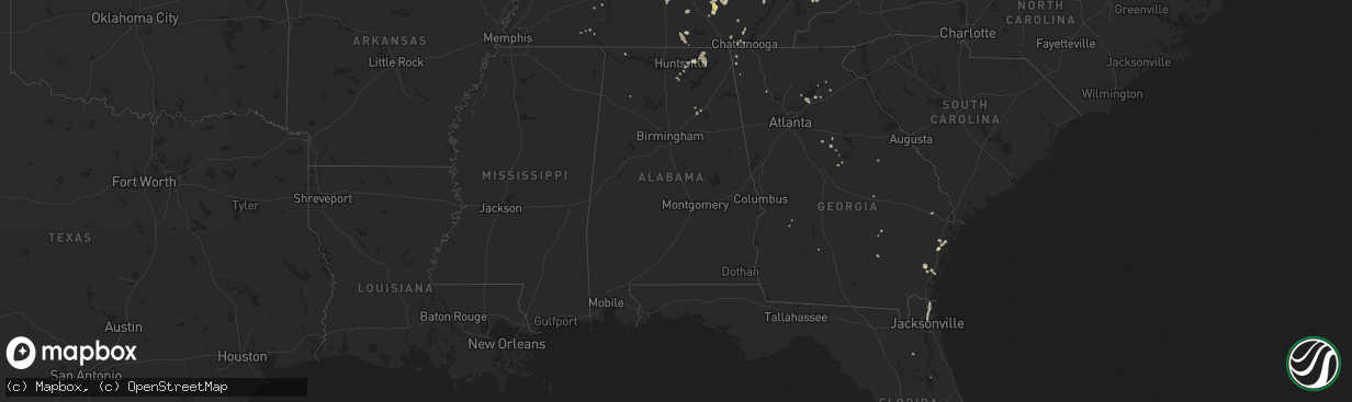 Hail map in Alabama on July 7, 2022
