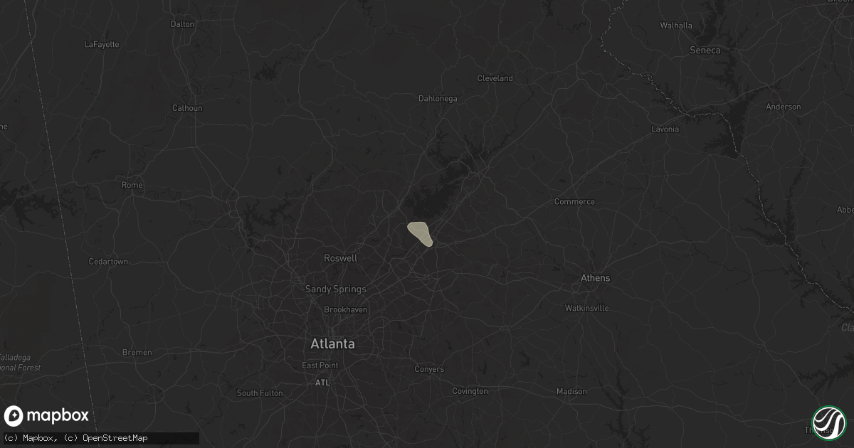 Hail map in Buford, GA on July 7, 2022