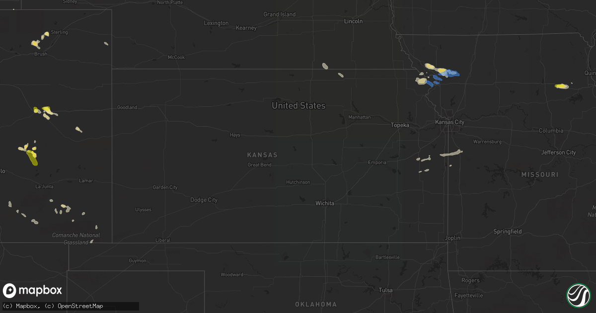 Hail map in Kansas on July 7, 2022