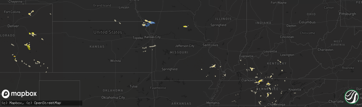 Hail map in Missouri on July 7, 2022