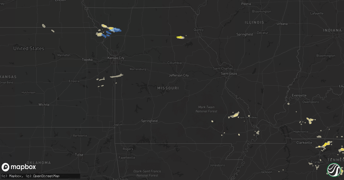 Hail map in Missouri on July 7, 2022