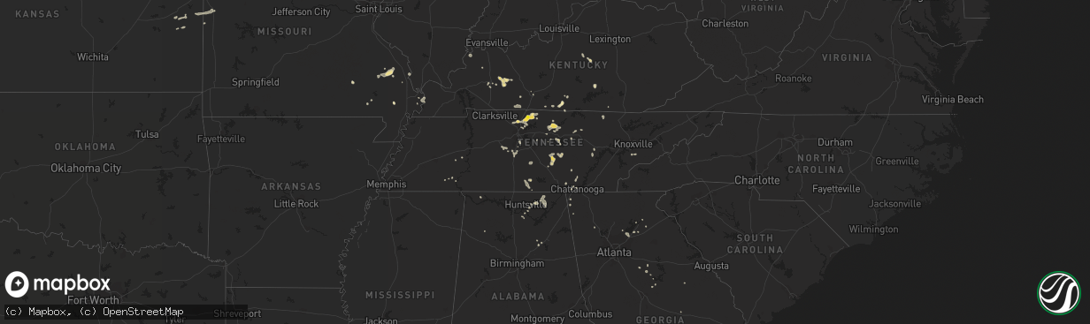 Hail map in Tennessee on July 7, 2022