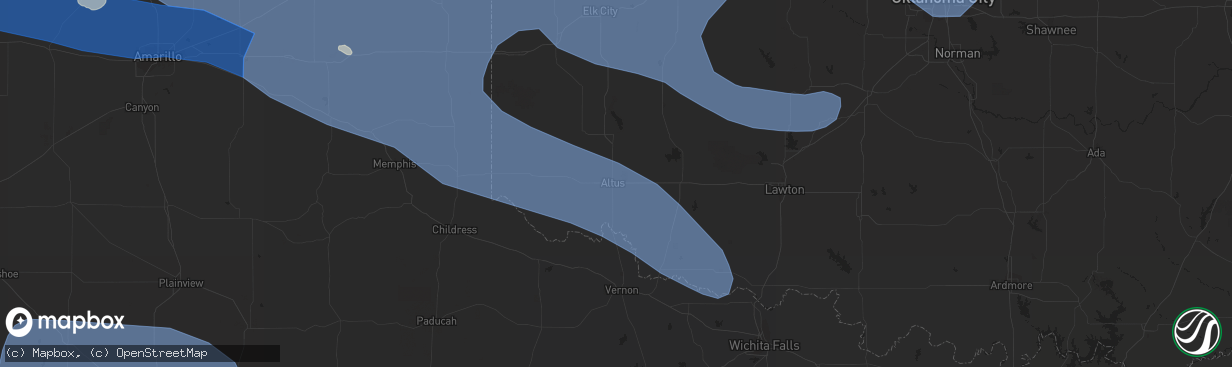 Hail map in Altus, OK on July 7, 2023