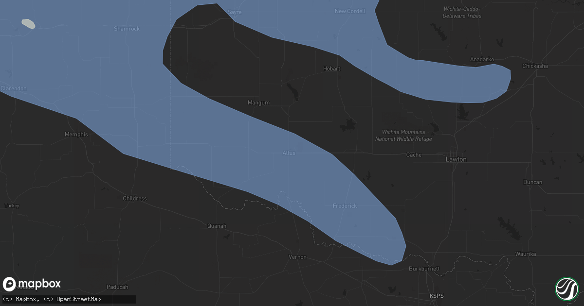 Hail map in Altus, OK on July 7, 2023