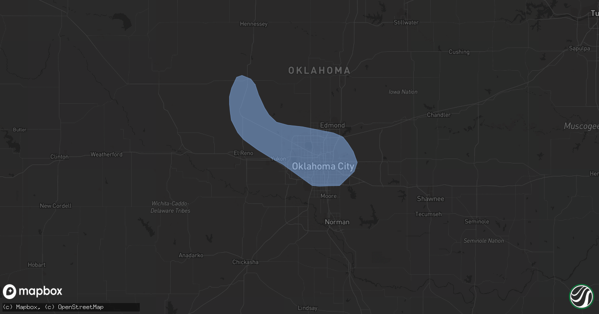 Hail map in Bethany, OK on July 7, 2023