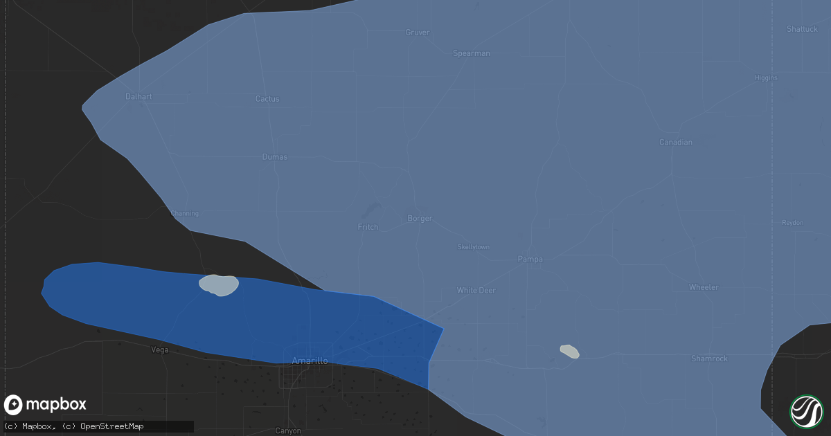 Hail map in Borger, TX on July 7, 2023