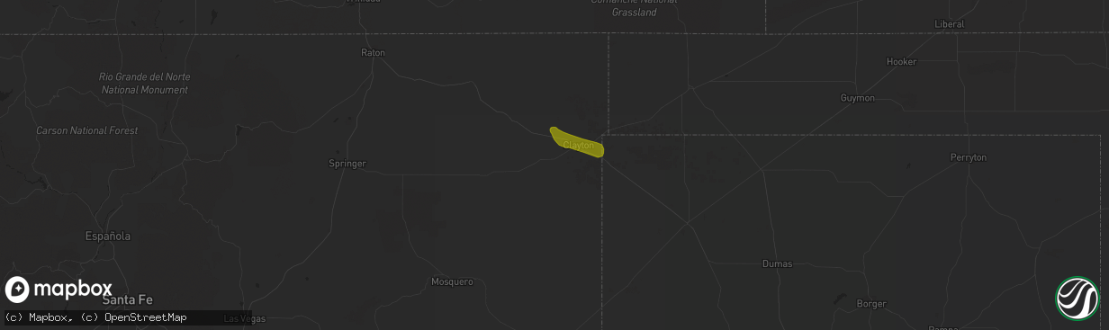 Hail map in Clayton, NM on July 7, 2023