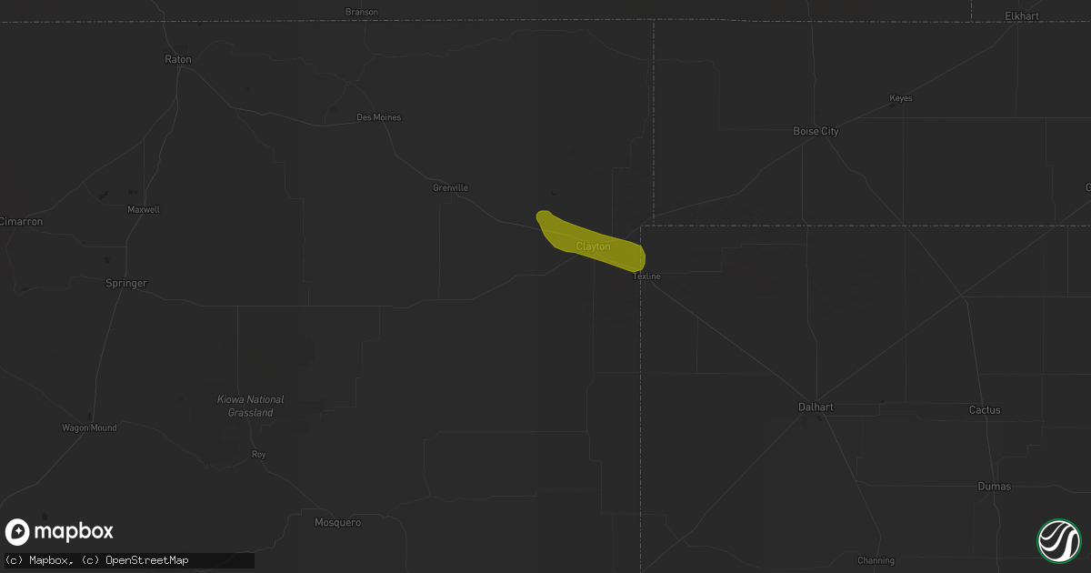 Hail map in Clayton, NM on July 7, 2023