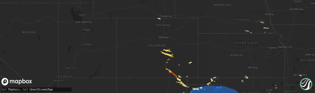 Hail map in Colorado on July 7, 2023