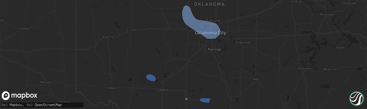 Hail map in Duncan, OK on July 7, 2023