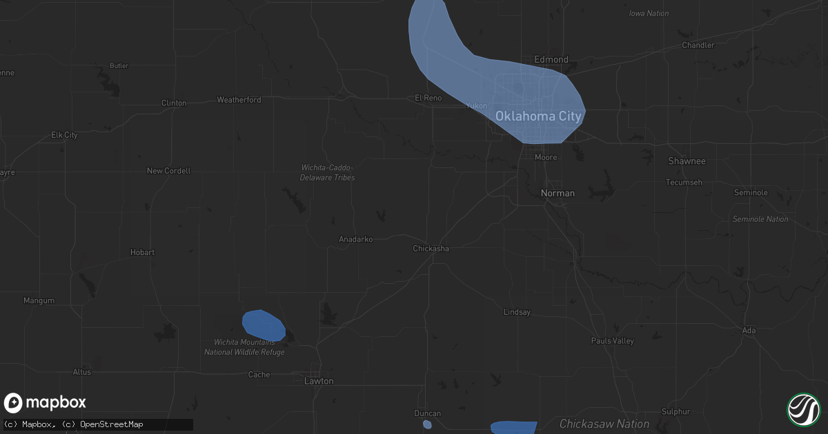 Hail map in Duncan, OK on July 7, 2023