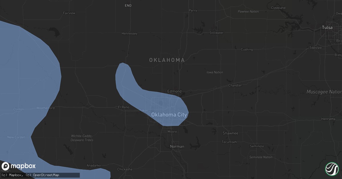 Hail map in Edmond, OK on July 7, 2023