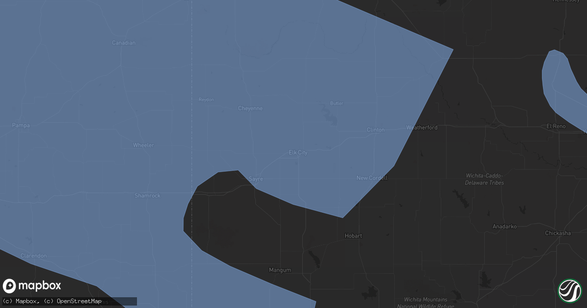 Hail map in Elk City, OK on July 7, 2023