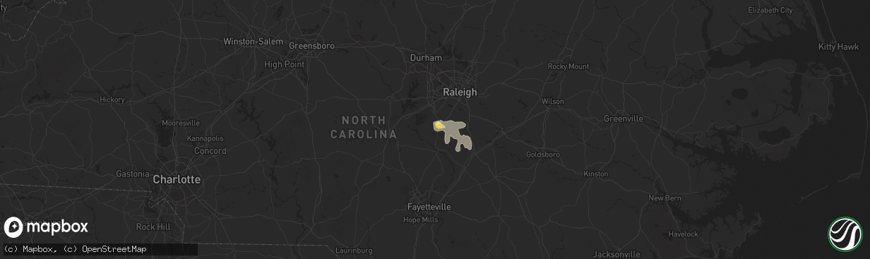 Hail map in Fuquay Varina, NC on July 7, 2023