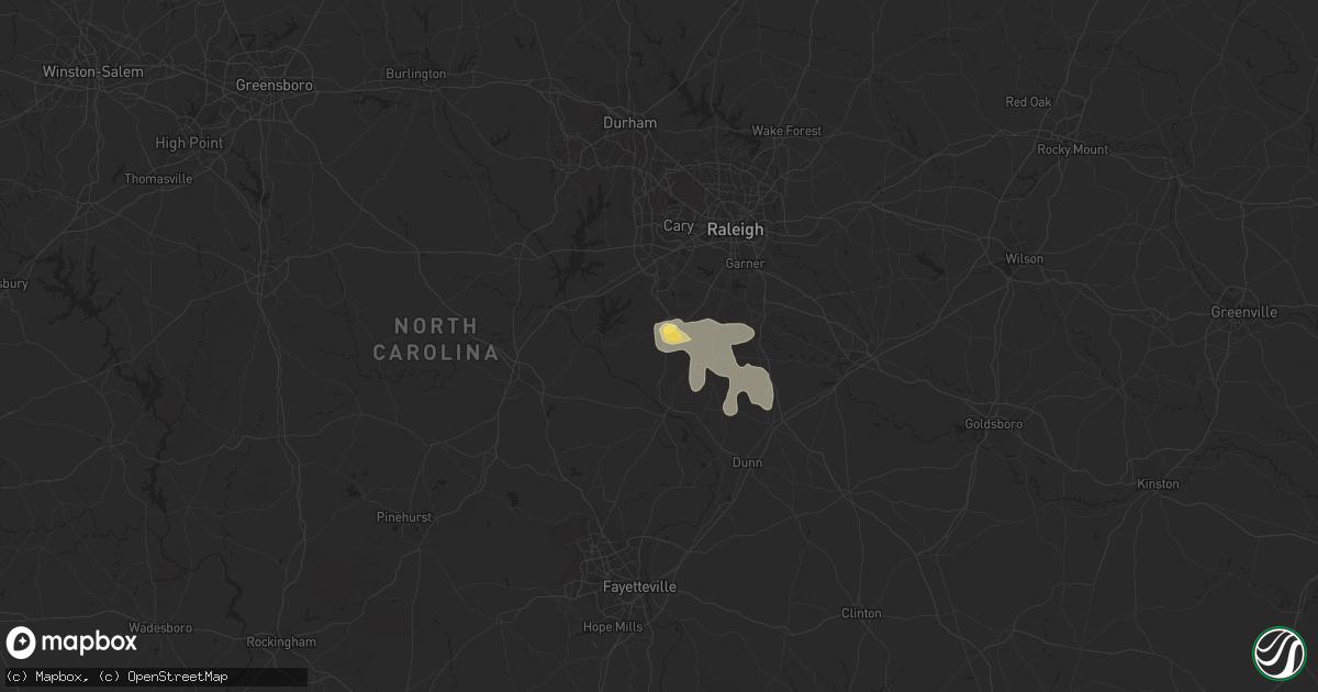 Hail map in Fuquay Varina, NC on July 7, 2023