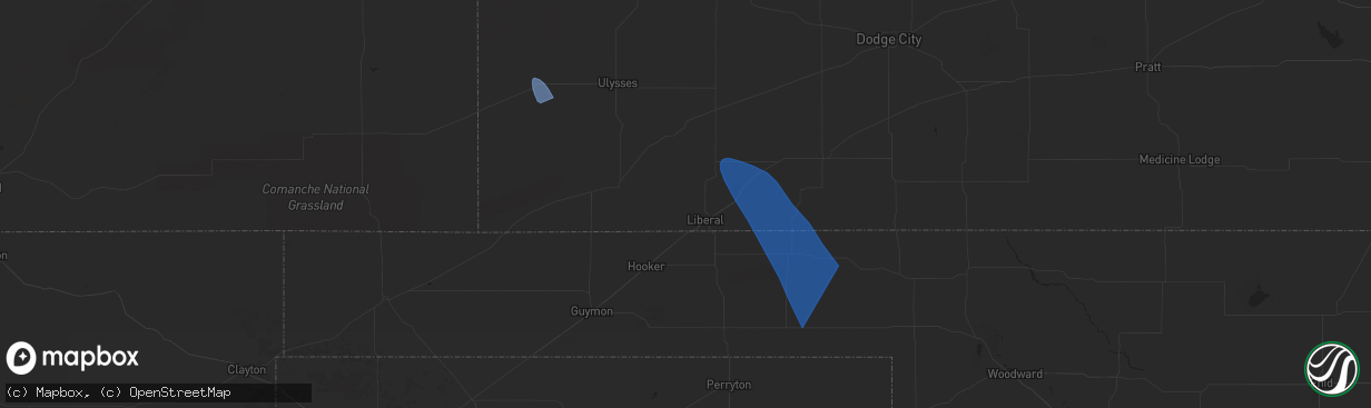 Hail map in Johnson, KS on July 7, 2023