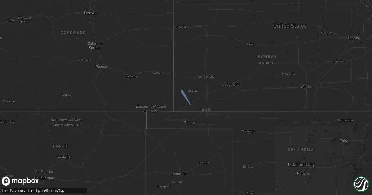 Hail map in Kansas on July 7, 2023
