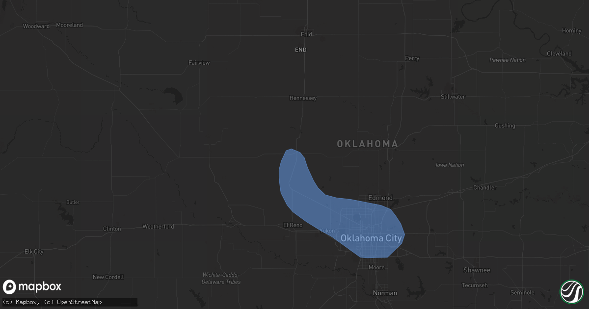 Hail map in Kingfisher, OK on July 7, 2023