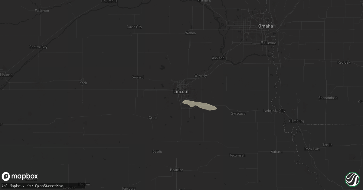 Hail map in Lincoln, NE on July 7, 2023