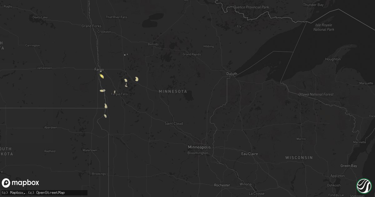 Hail map in Minnesota on July 7, 2023
