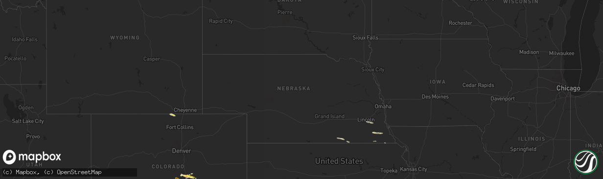 Hail map in Nebraska on July 7, 2023