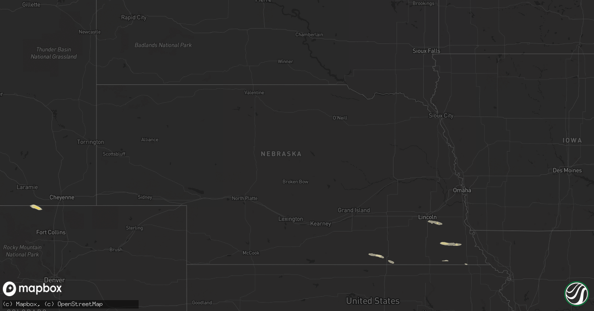 Hail map in Nebraska on July 7, 2023