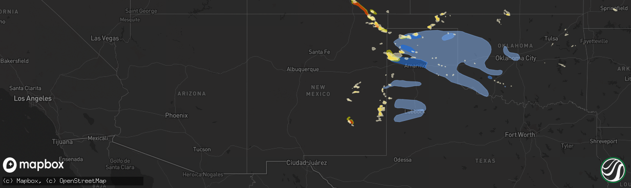Hail map in New Mexico on July 7, 2023