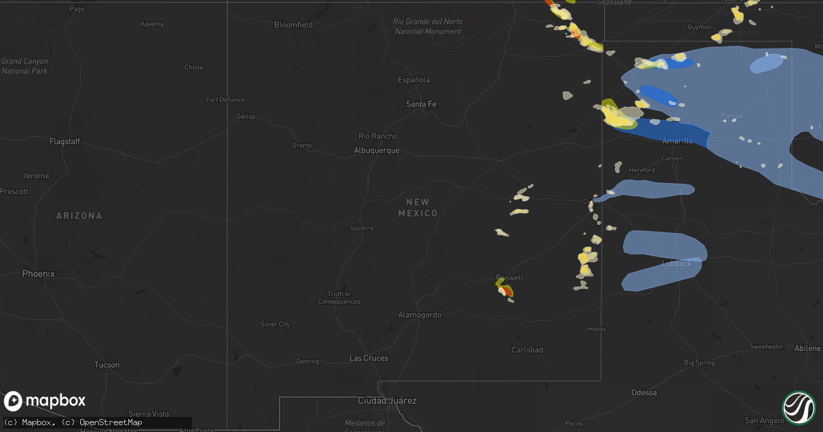 Hail map in New Mexico on July 7, 2023