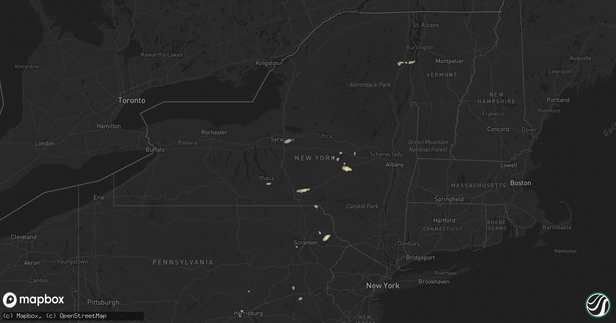 Hail map in New York on July 7, 2023