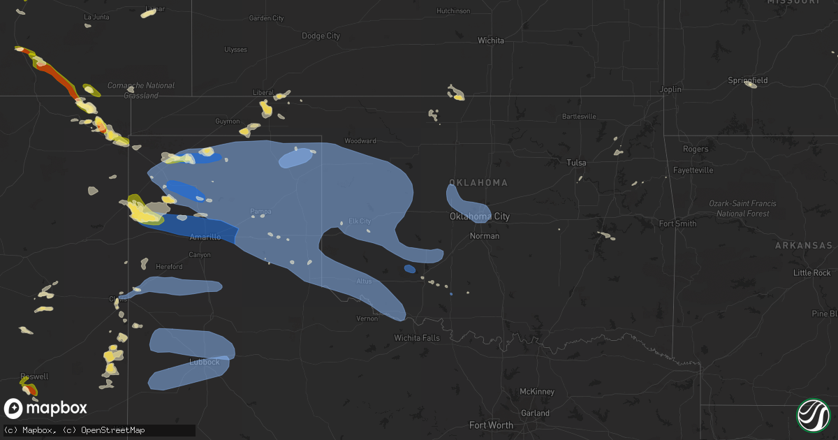 Hail map in Oklahoma on July 7, 2023