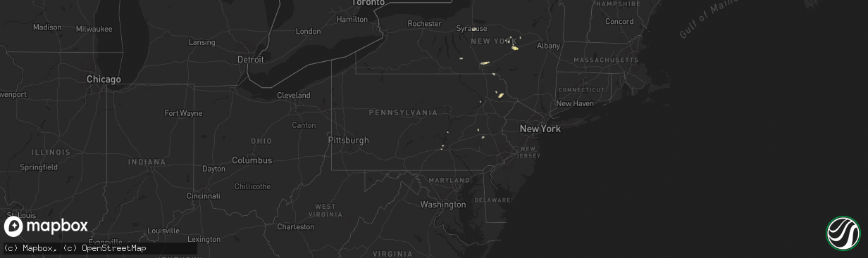 Hail map in Pennsylvania on July 7, 2023