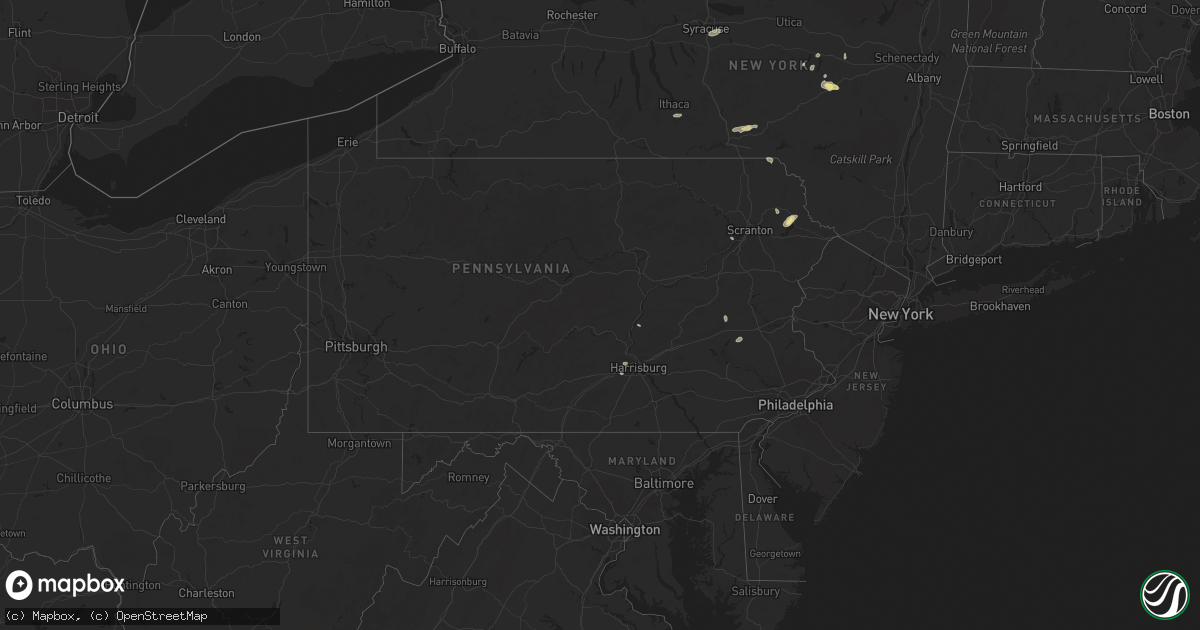 Hail map in Pennsylvania on July 7, 2023
