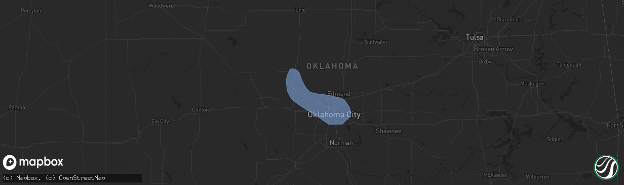 Hail map in Piedmont, OK on July 7, 2023