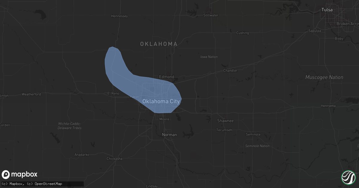 Hail map in Spencer, OK on July 7, 2023