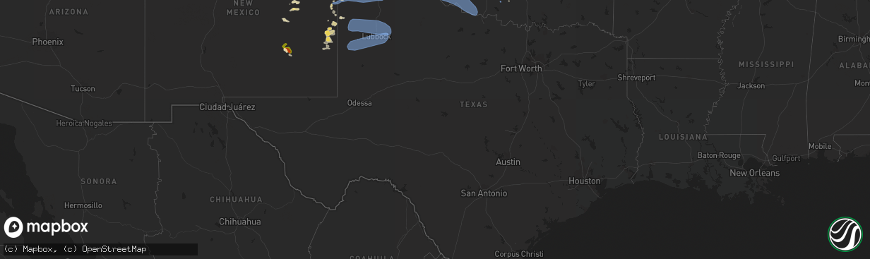 Hail map in Texas on July 7, 2023