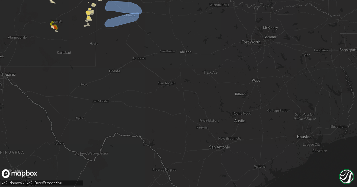 Hail map in Texas on July 7, 2023